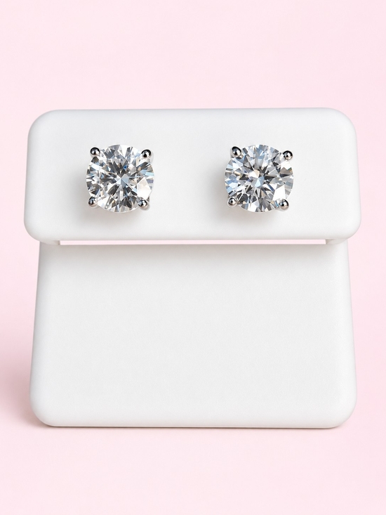 Moissanite Jewelry - Moissanite Sterling Silver Stud Earrings Approx 7mm 2.40 CTTW NWT